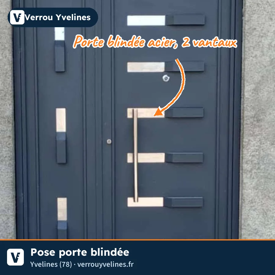 Porte blindée acier, deux vantaux – Yvelines (78)